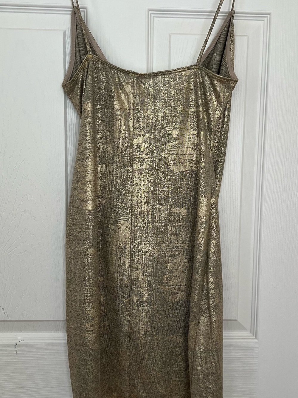 Metallic Gold Draped Mini Dress - Picture 3 of 4